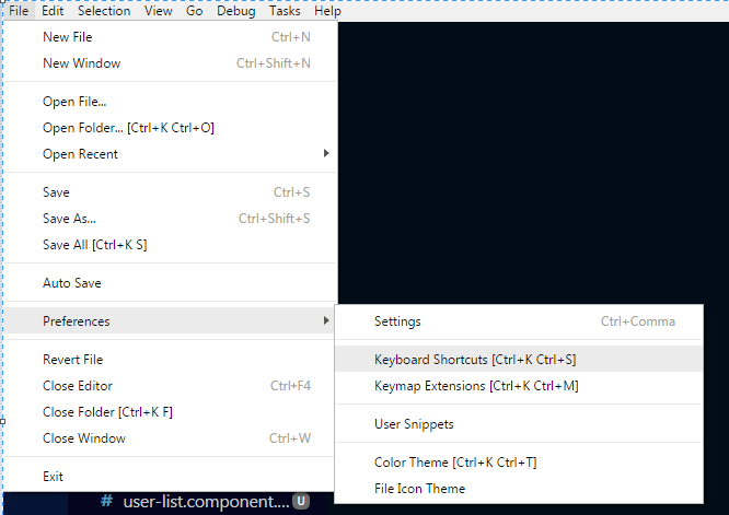 Open Visual Studio Code Keyboard ShortCuts