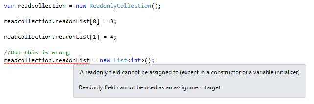 Readonly field in C# with mutable types